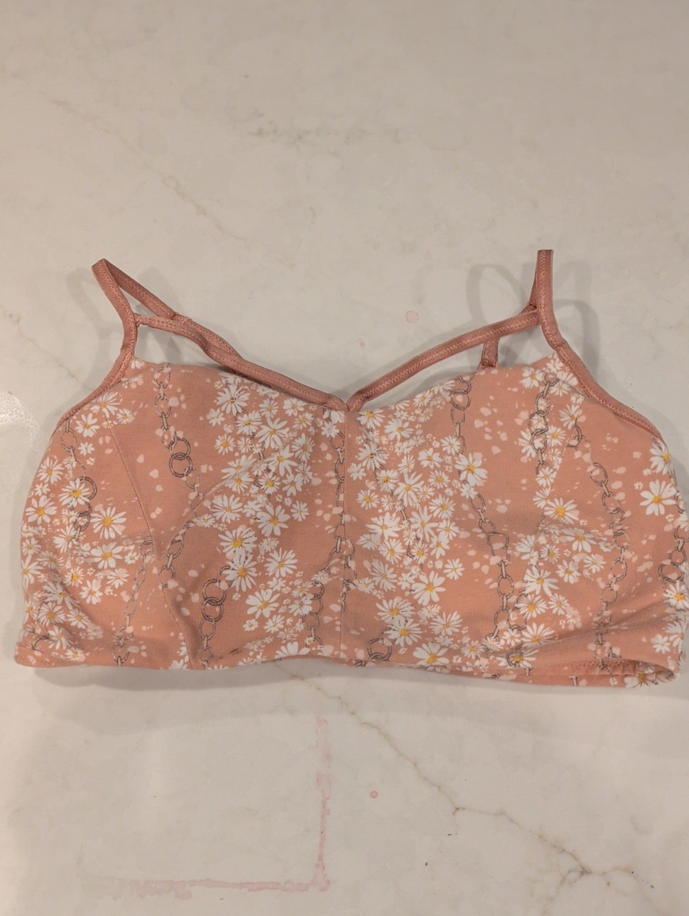 Worn Once Peach Daisy Print Bralette/VS
